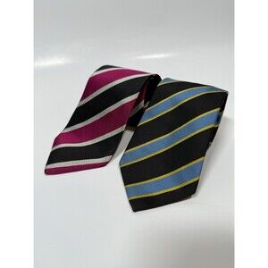 Ben Silver Silk Tie Lot 2 Repp Stripe Neckties English Silk Classic Preppy